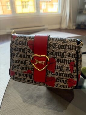 Juicy Couture Red Heart-Accent Logo Crossbody Bag